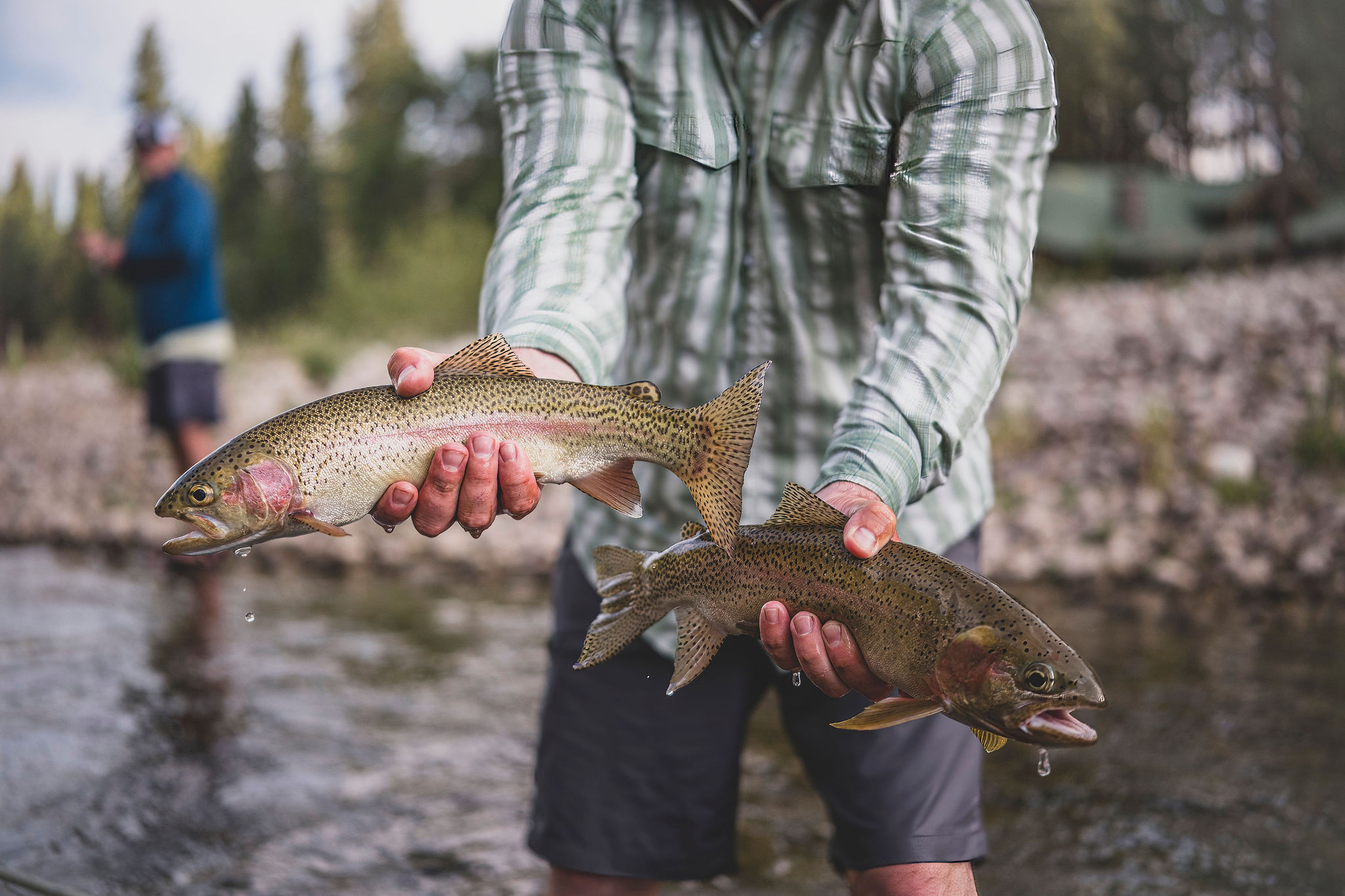 Double trout catch on the Bitterroot River